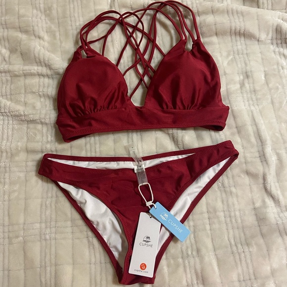 Red/maroon strappy bikini - Picture 2 of 2